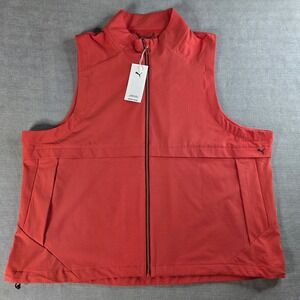 Puma Women's Ripguard Vest Red Fire Ripstop Full Zip Mock Neck 629375-03 XXL New